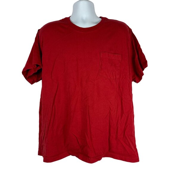Eddie Bauer Red Pocket T-Shirt XXL 100% Cotton Crewneck Short Sleeve Mens Casual - Picture 1 of 5